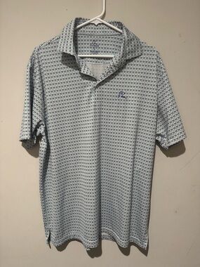 Rhoback Pale Blue Micro-Print Polo
